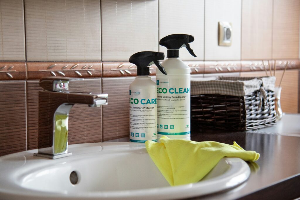 Eco-friendly bathroom products used for move-in and move-out cleaning Houston