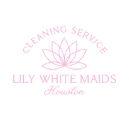 Lily White Maids cleaning service logo in pink with lotus flower