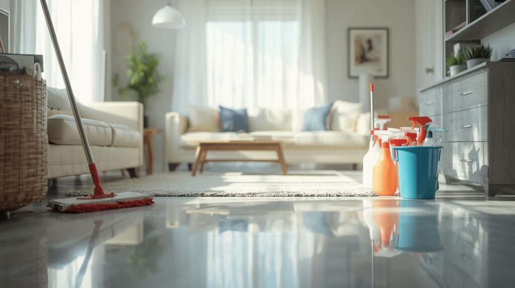 House cleaning services in Houston with professional floor and surface cleaning
